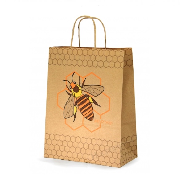 EKO papierová taška 320 x 420 mm, s potlačou včely